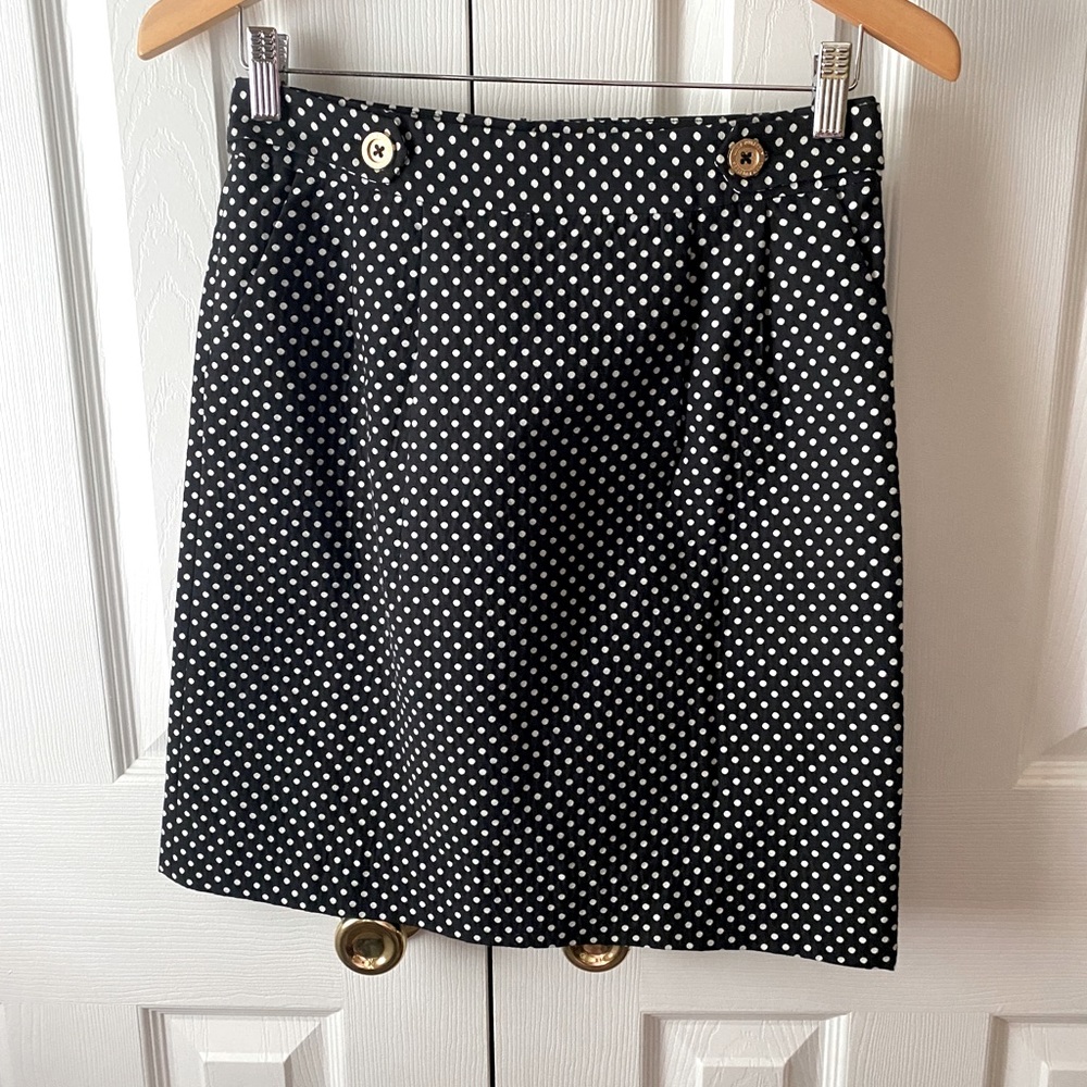 🆕 Lilly Pulitzer Robyn Black Polka-Dot Pom Pom A-line Skirt SZ 2